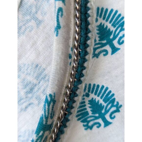 Sundance Women's White & Green Tree Print Slit Back Short-Sleeve Shirt Size M - Picture 3 of 4